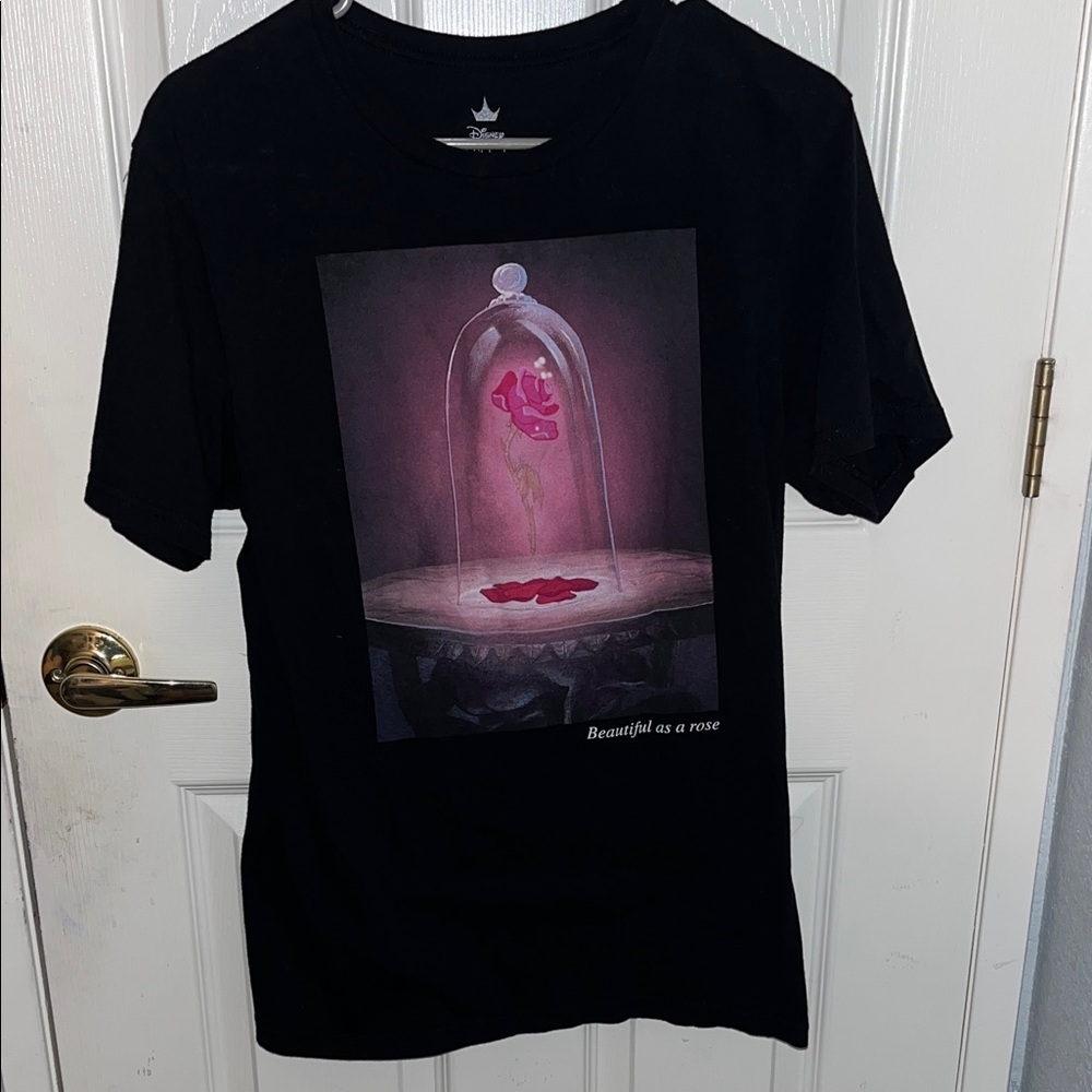 Disney Black Tee with Pink Rose Dome Graphic